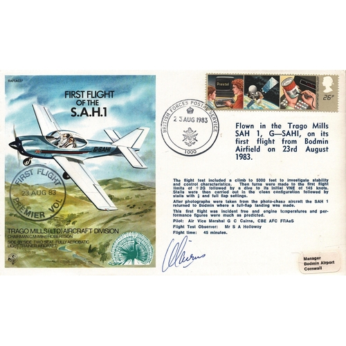 105 - G. C. Cairns, CBE, AFC, FRAes signed FDC. RAF (AC) 7 Pilot: Air Vice Marshal. First Flight of The S.... 