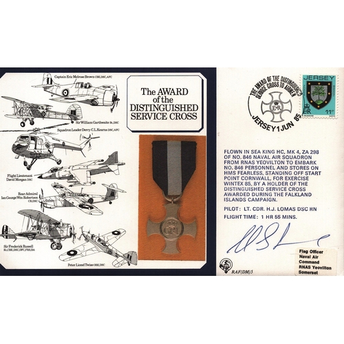 116 - H. J. Lomas, DSC RN Pilot: Lt. Cdr signed FDC. RAF(DM)5. The Award of the Distinguished Service Cros... 