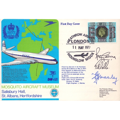 117 - Cpt R A C Goldring, Co Pilot R Wells and Flt Engineer J Manley signed cover  MAM S3 Mosquito Aircraf... 
