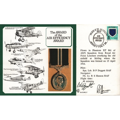 120 - B. P. Doggett sqn ldr & R. S. Hanson flt lt multi signed FDC. The Award of the Air Efficiency Award.... 