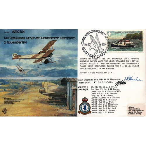 122 - W. R. Henshaw nav cpt sqn ldr & J. J. Collis First pilot multi signed FDC. RAF B2 AVRO 504. No 1 Roy... 