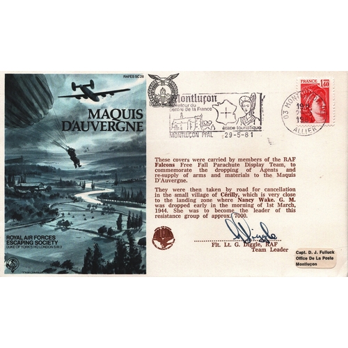 125 - G. Diggle flt. Lt. G. signed FDC. Maquis D'Auvergne Single Stamp plus Double post marked 19.5.1981/2... 