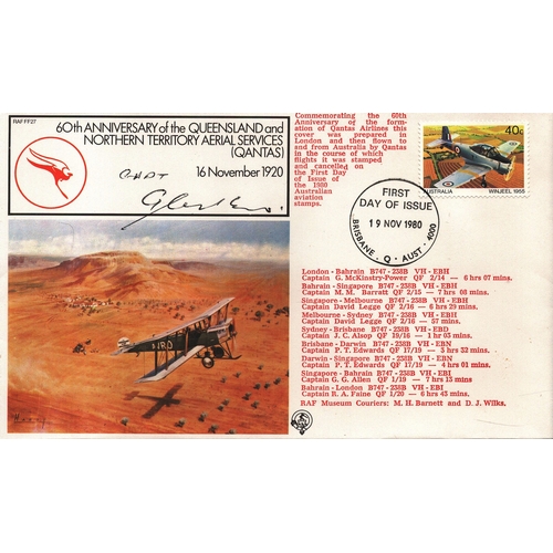 130 - G. G. Allen, QF Cpt signed FDC. RAF FF27. 60th Anniversary of the Queensland & Northern Territory Ae... 