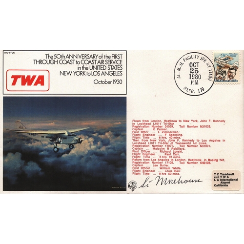 132 - Silas Morehouse Cpt signed FDC. RAF FF26. The 50th Anniversary of the First Through Coast to Coast S... 