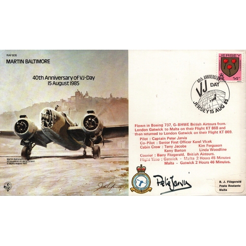 137 - Peter Jarvis Pilot: Captain signed FDC RAF B35 Martin Baltimore 40th Anniversary VJ-Day 15th August ... 