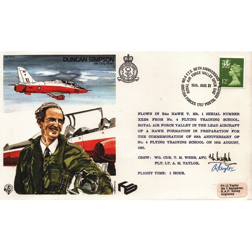 140 - T.M. Webb Crew: Wg. CDR. AFC & A.M. Taylor FLt. LT. multi signed FDC TP20 Duncan Simpson Single stam... 