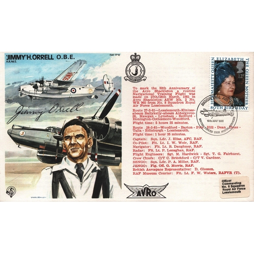 142 - Jimmy H. Orrell, OBE signed FDC RAF TP18 Single stamp plus Single post marked 16th May 1981.