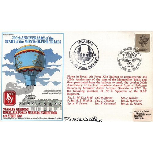 144 - A. B. Watkins F/Sgt signed FDC. RAF (AC)5/SG2. 200th Anniversary of the Start of the Montgolfier Tra... 