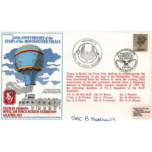 145 - B. Matthews Sac. signed FDC. RAF (AC)5/SG2. 200th Anniversary of the Start of the Montgolfier Trails... 