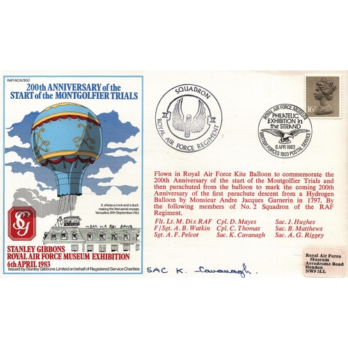 146 - K. Cavanagh Sac. signed FDC. RAF(AC)5/SG2. 200th Anniversary of the Start of the Montgolfier Trails.... 