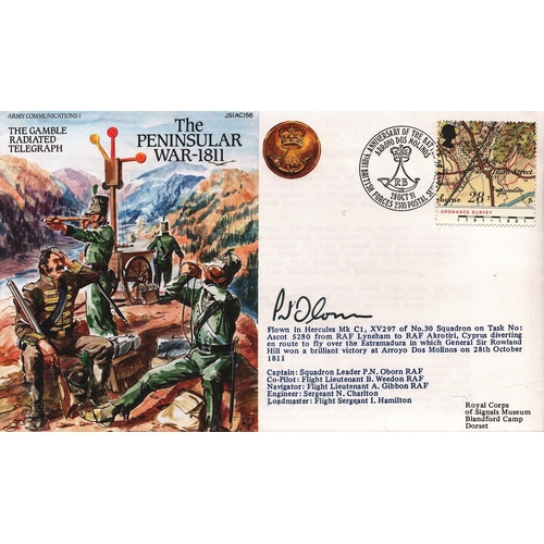 156 - P. N. Oborn cpt: sqn leader signed FDC. JS(AC)56. The Gamble Radiated Telegraph. The Peninsular War-... 
