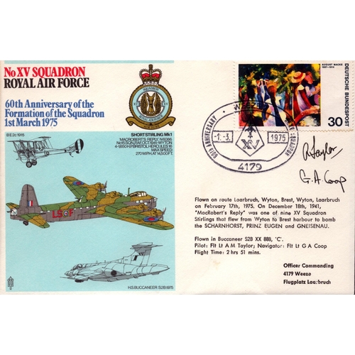 177 - Flt Lt A M Taylor and Flt Lt G A Coop signed cover No XV Squadron Royal Air Force 60th Anniversary o... 