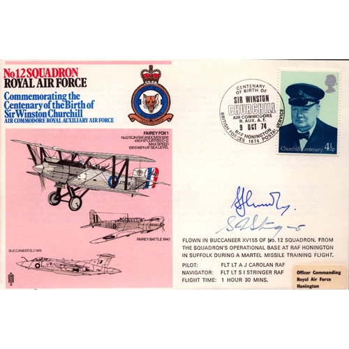 179 - Flt Lt A J Carolan and Flt Lt S I Stringer signed cover No 12 Squadron Royal Air Force Commemorating... 