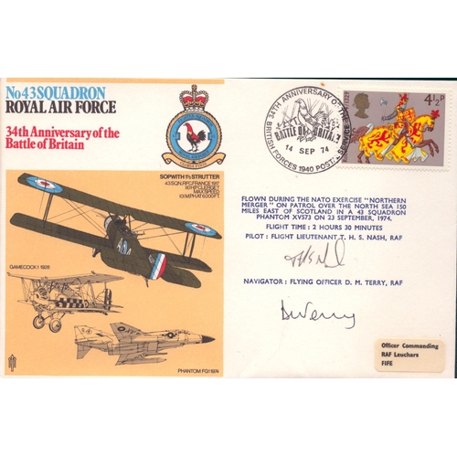 180 - Flt Lt T H S Nash and Flying Officer D M Terry signed cover No 43 Squadron Royal Air Force 34th Anni... 