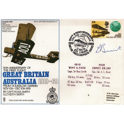 64 - J. L. Buist Capt Sqn Ldr signed FDC. SC11 50th Anniversary of The First Flight Great Britain - Austr... 