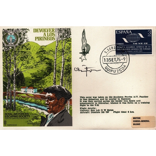 76 - O. W. Epton cpt: sqn ldr signed FDC. Devolver A Los Pirineos. Single Stamp plus Single post marked 1... 