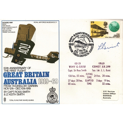 78 - J. L. Buist Capt Sqn Ldr signed  FDC SC11 50th Anniversary of The First Flight Great Britain - Austr... 