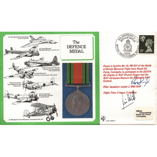 95 - Rod Learoyd V.C. & Jim Wild pilot: sqn ldr multi signed FDC. RAF(DM)18. The Defence Medal. Single St... 