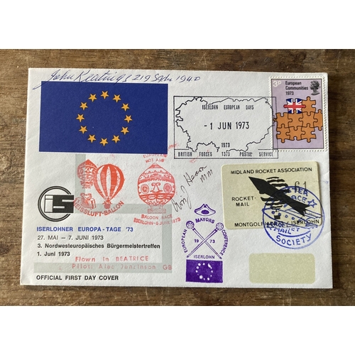 293 - Rocket mail FDC signed BOB veterans. WRAF Iserlohner Europa-Tage 27 May - 7 June 1973 signed John Ke... 