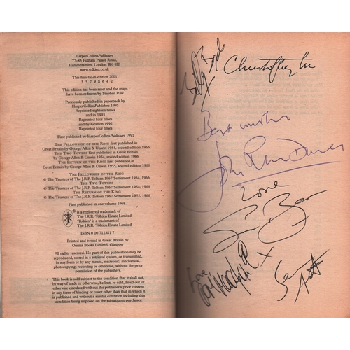 2 - The Lord of the Rings by JRR Tolkien paperback book. Signed inside by Elijah Wood, Peter Jackson, Vi... 