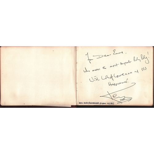 33 - Autograph book.  Amongst signatures are Ken Dodd, Jimmy Young, Eric Morecambe, Alvin Stardust, Donal... 