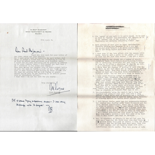 37 - Dirk Bogarde TLS with question and answer sheets.