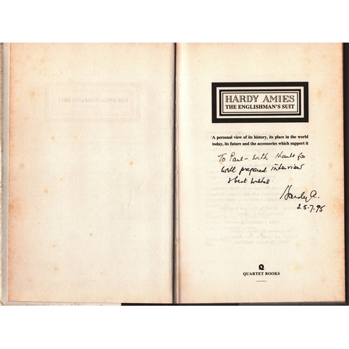 36 - Hardy Amies signed The Englishman's suit hardback book.  Dedicated.