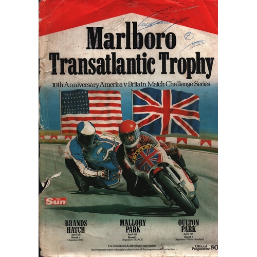 41 - Barry Sheene and others signed Moto GP legends signed 10th anniv Marlboro transatlantic trophy progr... 