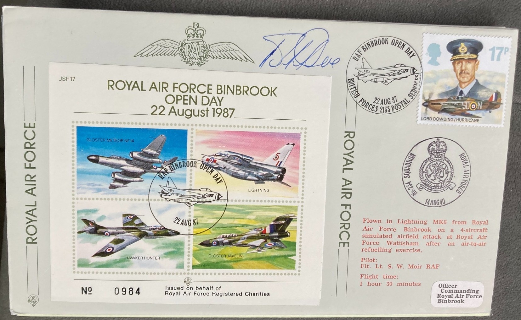 RAF WW2 Wg Cdr R.T. Doe DSO DFC signed JSF 17 RAF Binbrook Open Day 22 ...