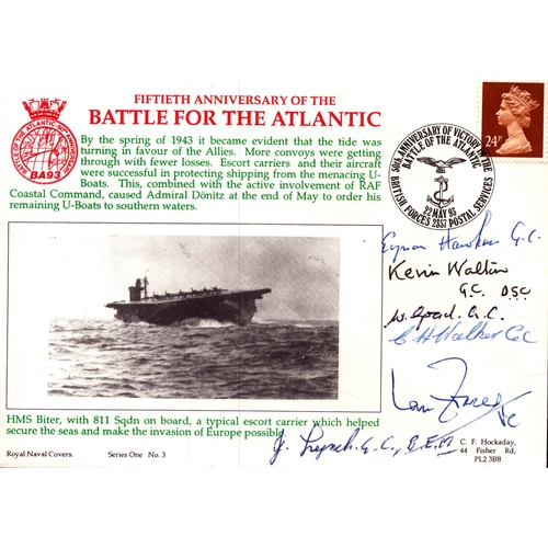 109 - Battle for the Atlantic navy cover signed by Ian Fraser and 5 others.  Series one no.3