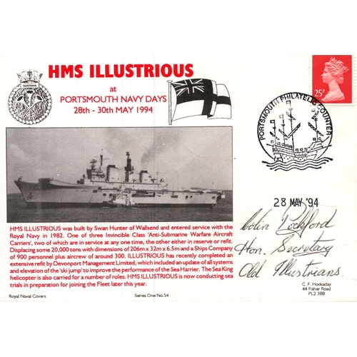 113 - HMS Illustrious navy cover signed by 3.Series one no.54.