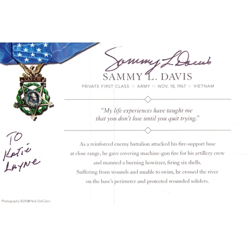 88 - Sammy L Davis signed 6x4 promo card.  Medal of honour winner.