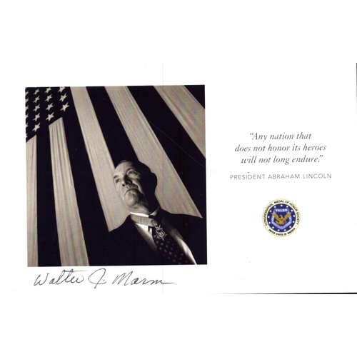 87 - Walter J Marm signed picture postcard.  Medal of honour winner.