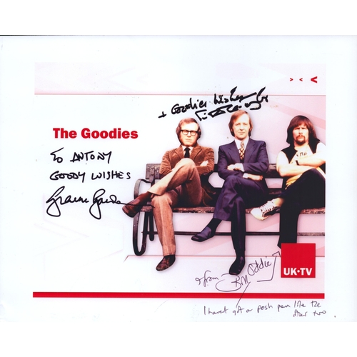 95 - The Goodies signed 10x8inch colour photo.  Dedicated.