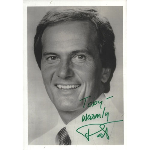 19 - Pat Boone signed 7x5inch black and white photo.
