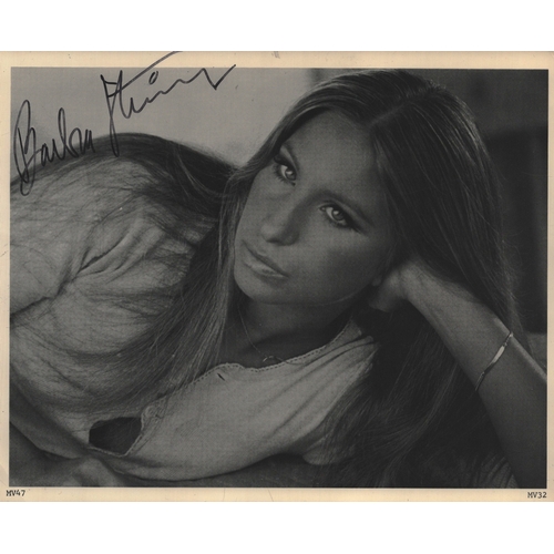 3 - Barbara Streisand signed 10x8inch black and white photo.