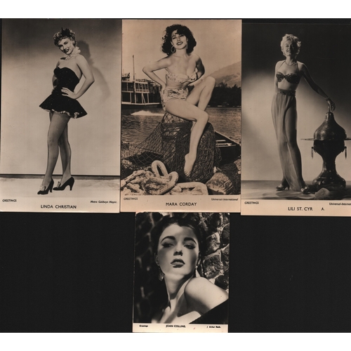 37 - Film collection 4, unsigned vintage black and white promo photos include Joan Collins, Linda Christi... 