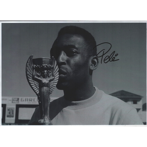 45 - Pele signed 10x8inch black and white photo.