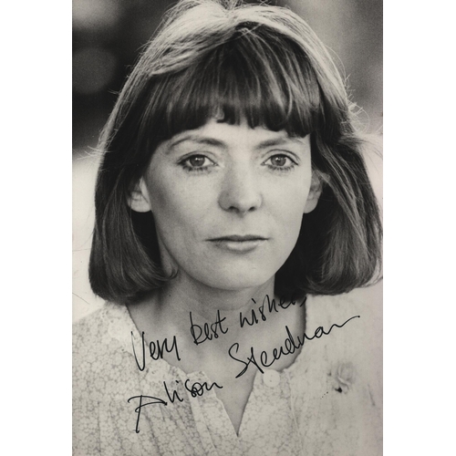 47 - Alison Steadman signed 7x5inch black and white photo.