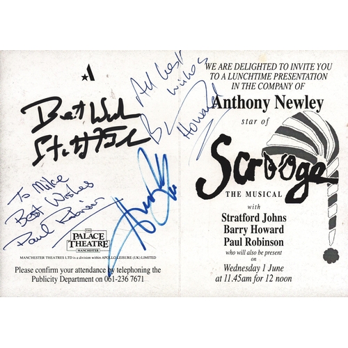 60 - Anthony Newley, Paul Robinson and 2 others signed 8x6inch Scrooge card.