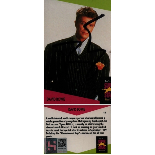 6 - David Bowie signed 3x2inch trading card.