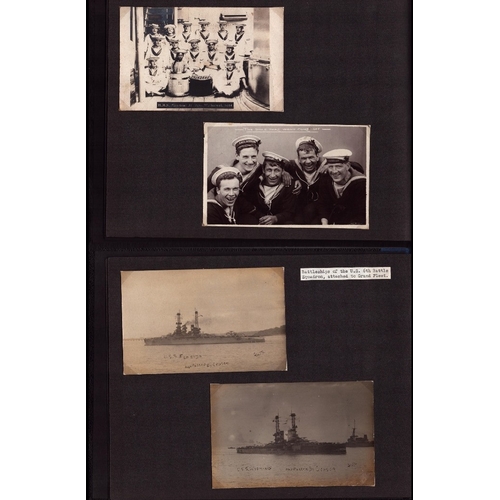 165 - Navy Postcard album with 18 pages in black cover tied with tassel.