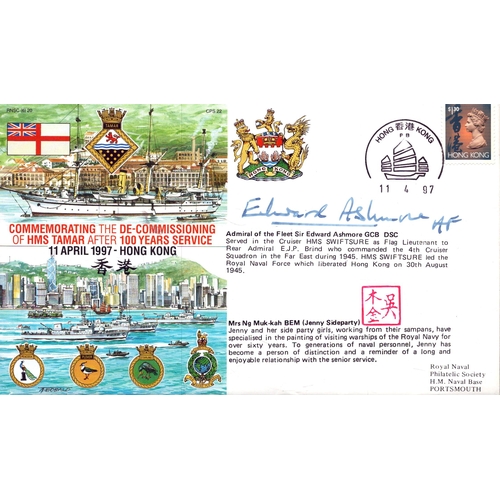 67 - Edward Ashmore signed Commemorating the DE-Commissioning of HMS Tamar after 100 Years Service 1997 H... 