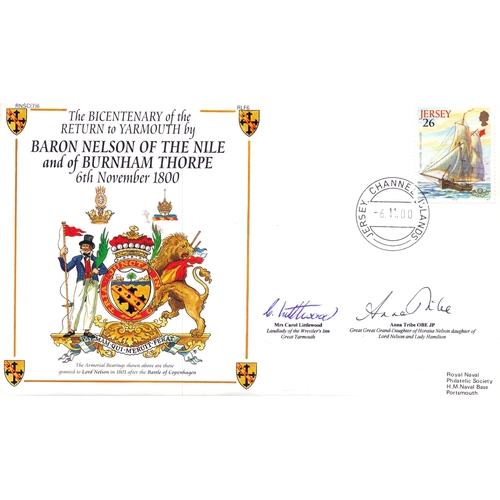 87 - Mrs Carol Littlewood and Anna Tribe signed the Return to Yarmouth by Baron Nelson of the Nile and of... 