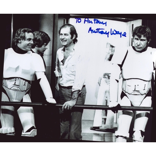 53 - Anthony Waye signed 10X8 inch black and white photo dedicated