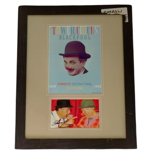 74 - Charlie Cairoli signed colour photo with Tower Circus programme. Mounted and framed, measures 18x14 ... 