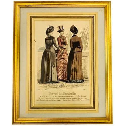 84 - Journal Des Demoiselles Fashion Plate framed print. Women 1883, Plate 053. 15x12 inch in size overal... 