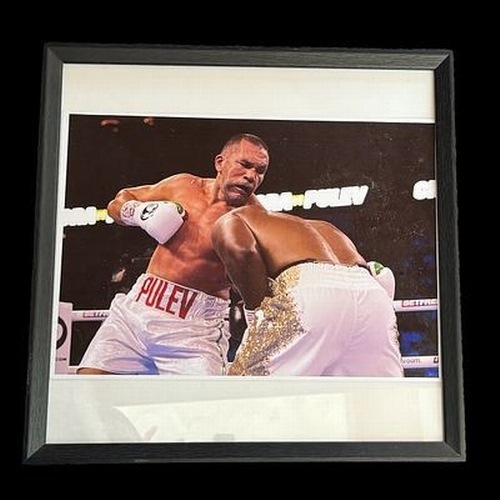 90 - Kubrat Pulev 13x13 inch framed and mounted colour photo unsigned.