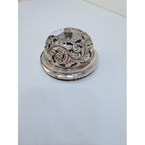 112 - A pretty silver bell having pierced foliate body, hallmarked Birmingham 1904, William Henry Sparrow.... 