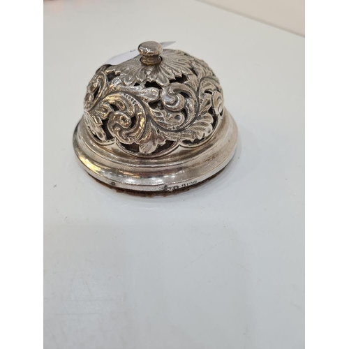 112 - A pretty silver bell having pierced foliate body, hallmarked Birmingham 1904, William Henry Sparrow.... 